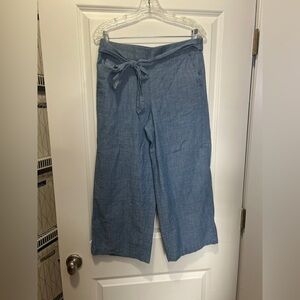 Casual Blue Wide-Leg Pants